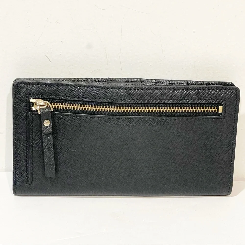 Kate‎ Spade Stacy Women's Black Saffiano leather wallet Snap Closure Multi Card